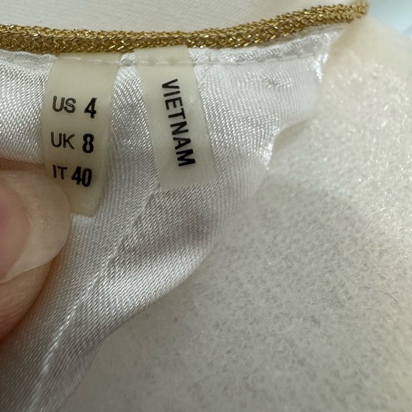 T Tahari White Cali Sleeveless Dress Women’s Size 4 Cotton Elastane Gold NWT - Picture 6 of 11